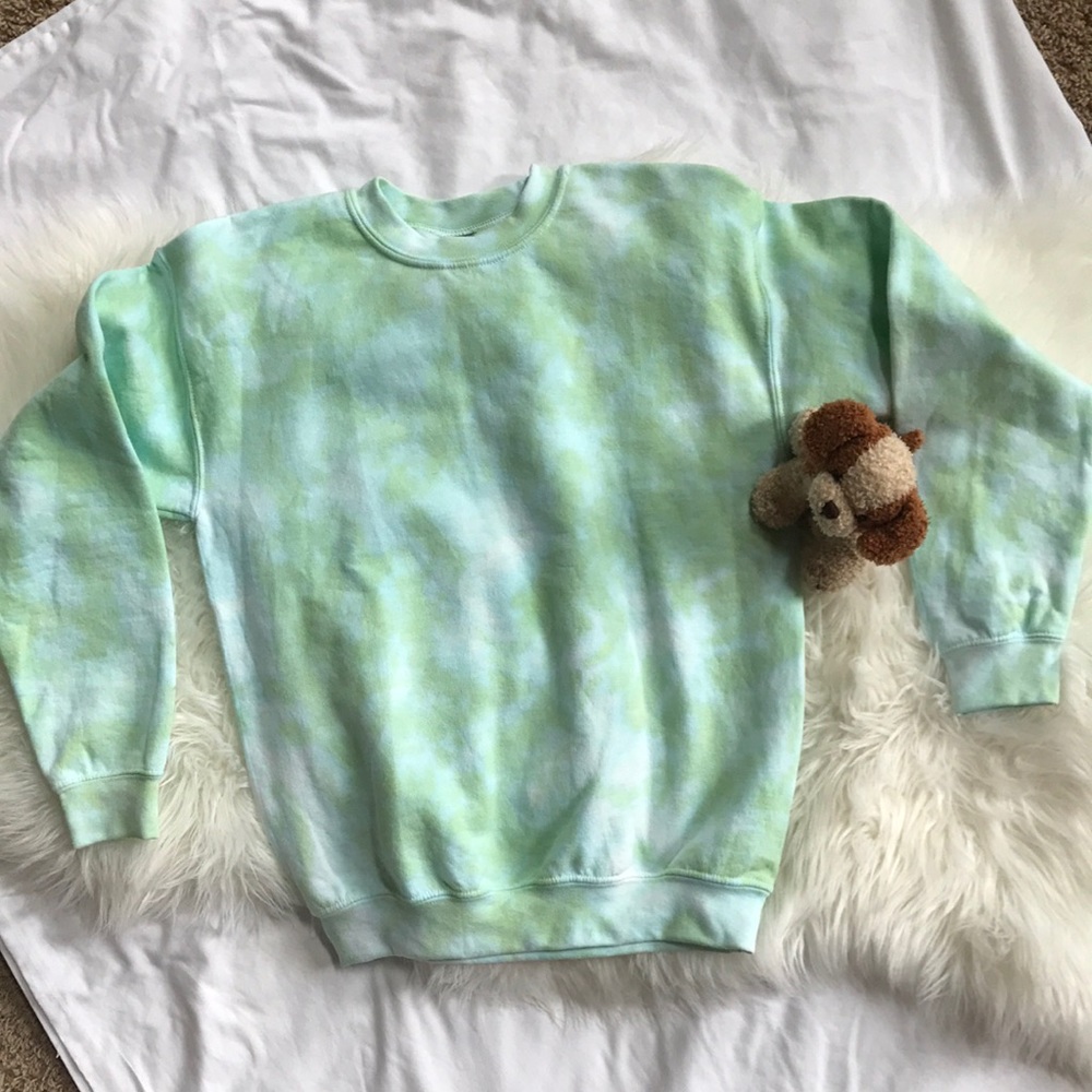 Kids Green Tie Dye Crew Sweatshirt